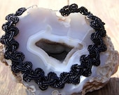 All facet cut seed beads, "Black Lace" beaded choker, adjustable necklace.