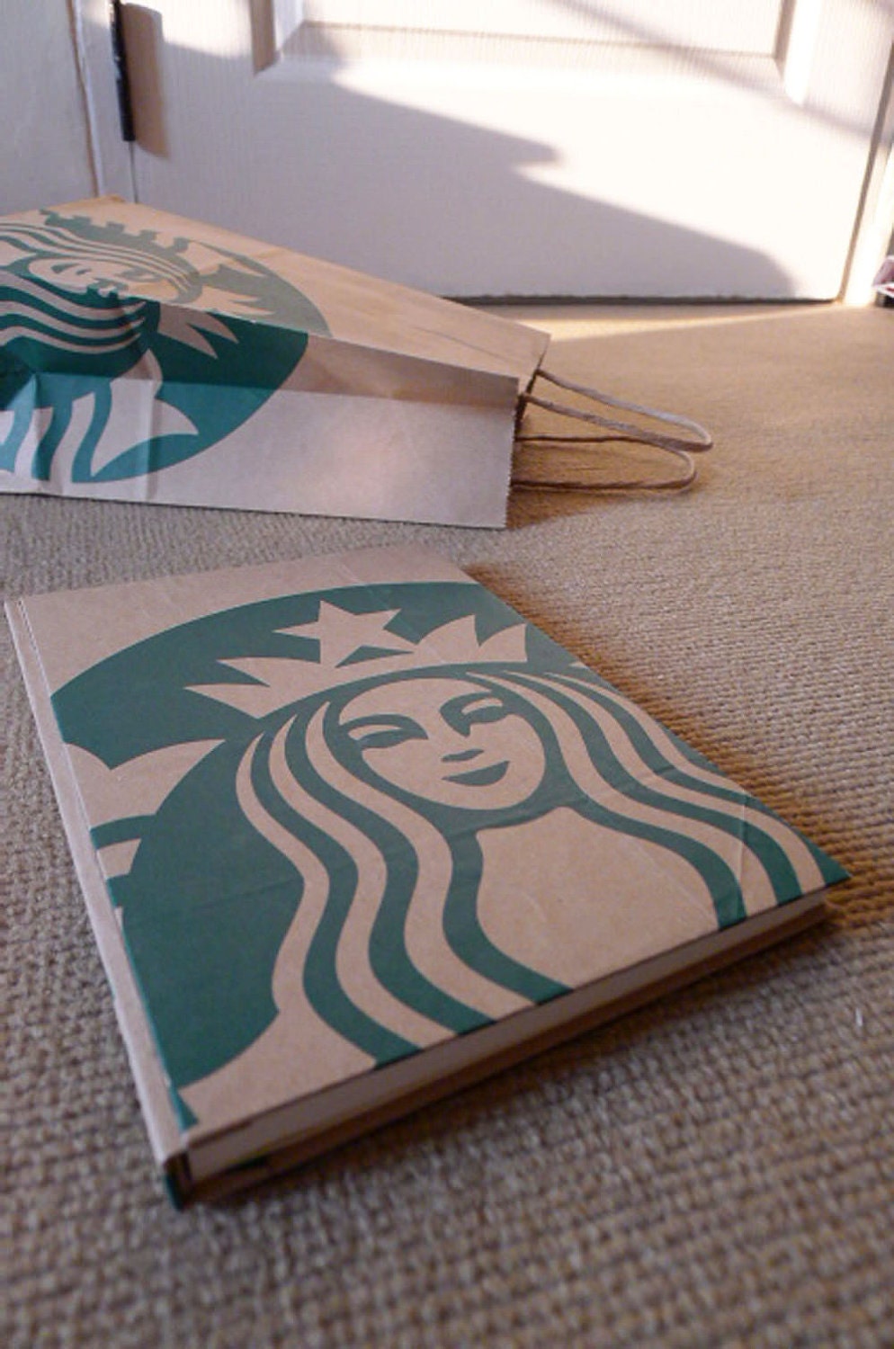 handmade notebook, diary, journal, eco friendly sketch book, scrapbook, recycled paper, reconstruction - starbuck lover