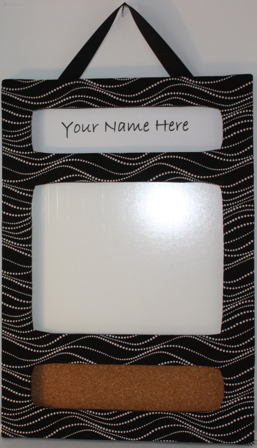 Items similar to Fabric Wrapped Name Plate & Dry Erase Board with