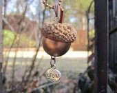 Circle of Life Acorn Cap Harvest and Bead Eco Friendly Pendant