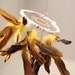 Dream Catcher - Fresh stunning - With Natural Yellow Feathers, White Frame and Transitional Yellow-Brown Nett - Home Decor, Mobile