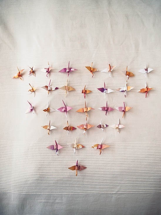 Origami Cranes - Hand Dyed - 30 Unique Hand Painted Birds - Home Decor, Mobile, Wedding Decoration