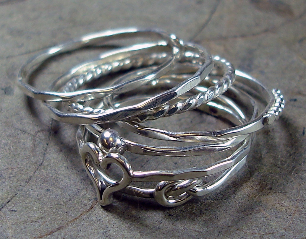 Stacked Rings Argentium Silver - Mix and Match - Pick Your Own Set - Save Money The More Your Buy