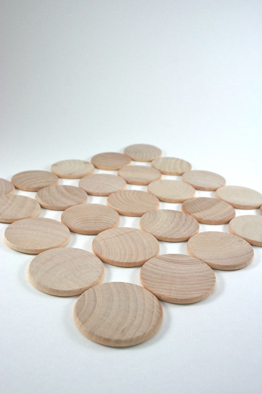 25 Unfinished Wood Discs Coins Circles - 1.5" (3.8cm) Diameter