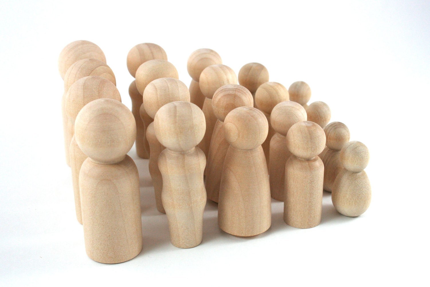 20 Wood Peg Dolls - DIY Figures - Waldorf Wooden Figurine - 4 Family Set of 5