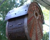 The Egg: Modern Birdhouse Made of Reclaimed Barn Wood and Tin Roofing--MADE TO ORDER