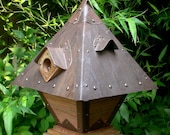 The Diving Bell: Arts and Crafts/Craftsman Style Birdhouse From Reclaimed Barn Wood and Metal Roofing--MADE TO ORDER