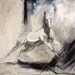 Horse Art Painting White Andalusian Baroque Equine Galloping into Abstract Landscape "Dad's Horse" Print
