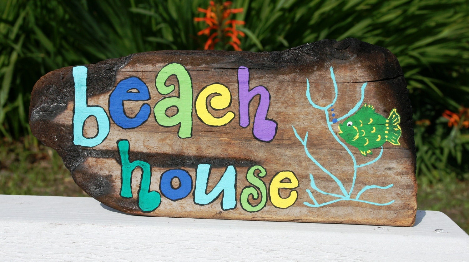 Beach House Decor parede com o Green Fish & Coral