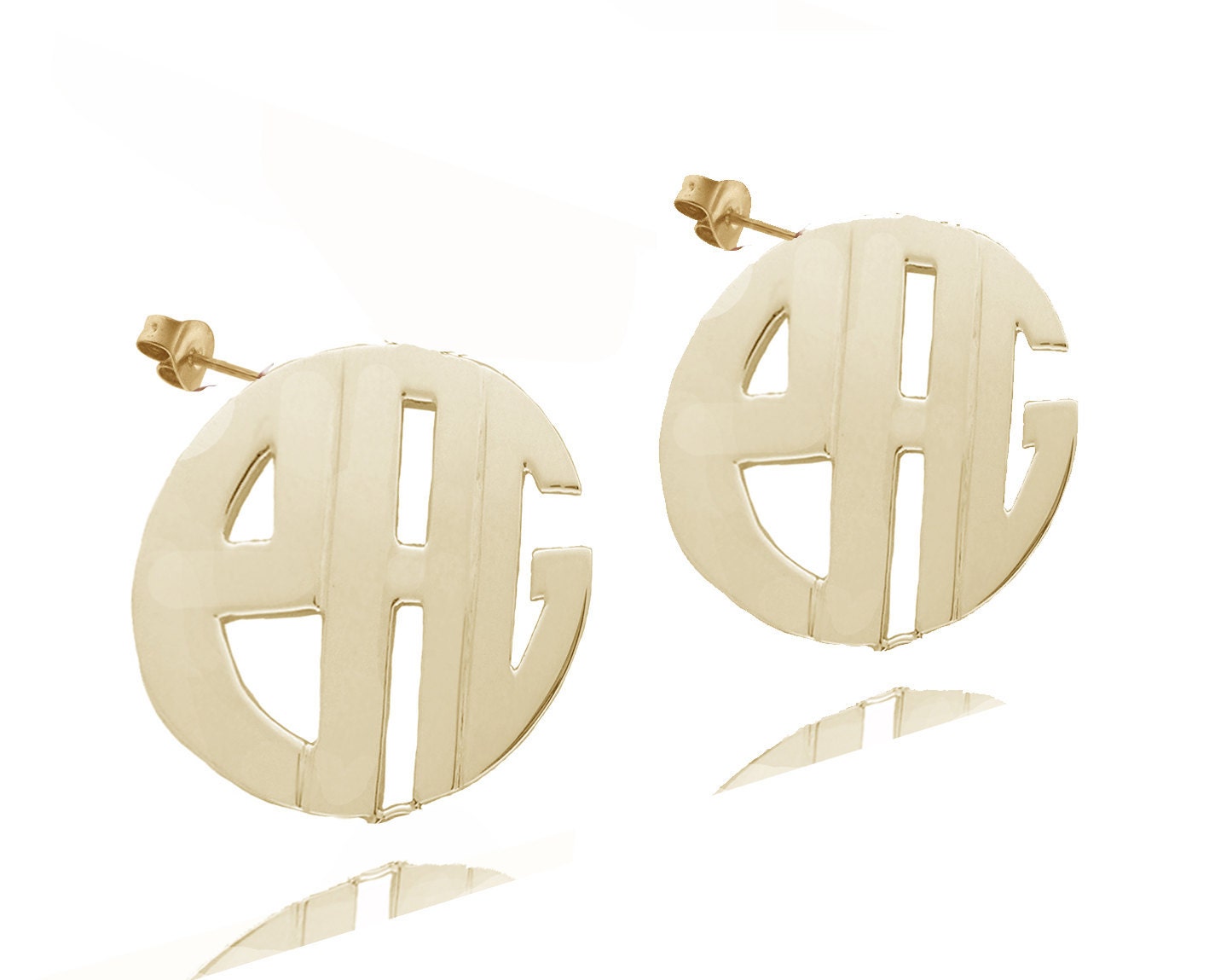 Personalized Handmade Monogram Earrings -Small (order any initials) - Sterling Silver with 24K Gold