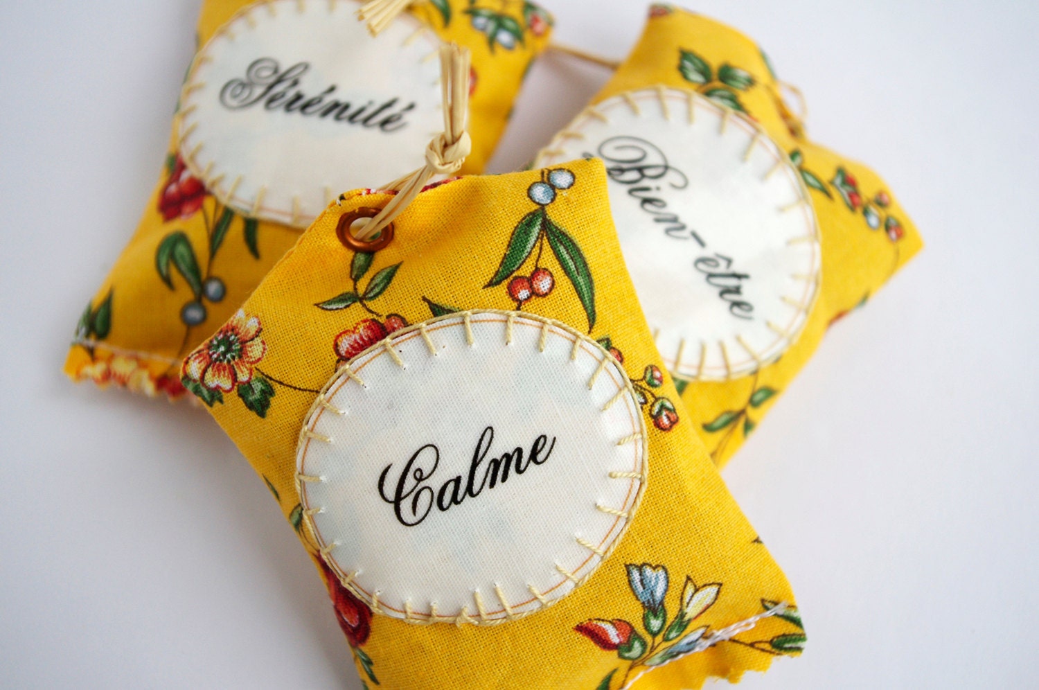 French lavender sachet, French word, French fabric