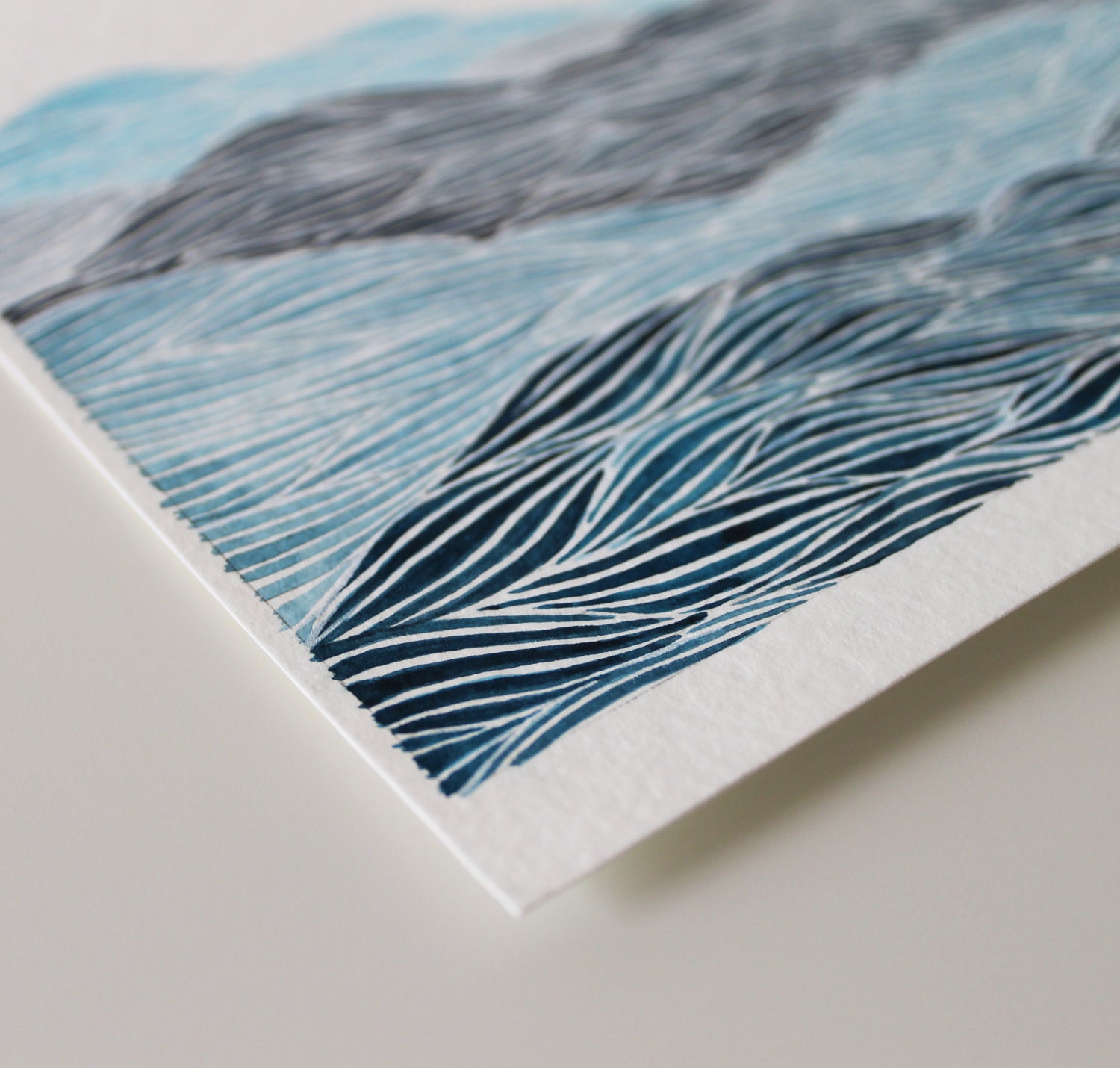 Blue Ridge Mountains I, Original Watercolor Painting, Blue and Grey Landscape by Keely Finnegan