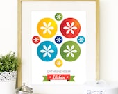 Mid Century Cathrineholm plates modern Art Poster Kitchen wall art inspired in Cathrineholm plates in Yellow - A2 size - mid century