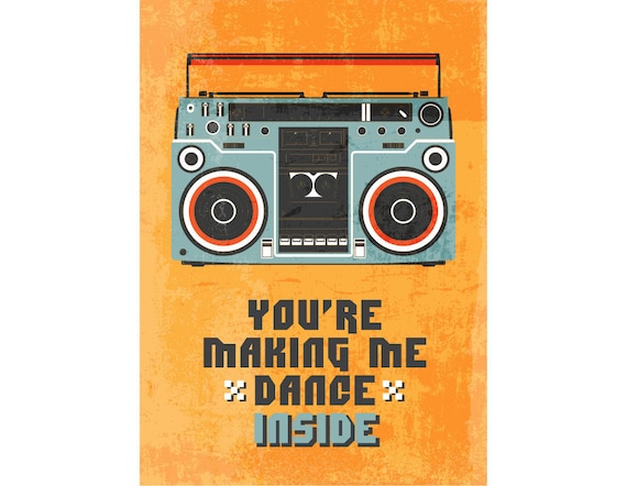 Music Art Typography print Illustration Poster in Yellow and Brown - You're making me DANCE, INSIDE- A3 poster - inspired from lyrics