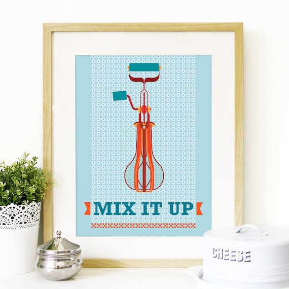 Mid Century Poster Kitchen Art. Vintage retro by PeanutoakPrint