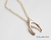 Gorgeous lucky wish bone necklace in golden tone NWB01