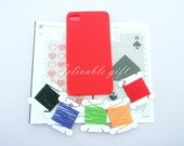 SALE-DIY Cross Stitch iPhone 4 or 4S Case,Red TPU polyurethane case with 5 color thread CKR01