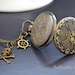 Anime One piece pocket watch necklace,Skull and rudder wheel pendant locket watch necklace NWHZ01
