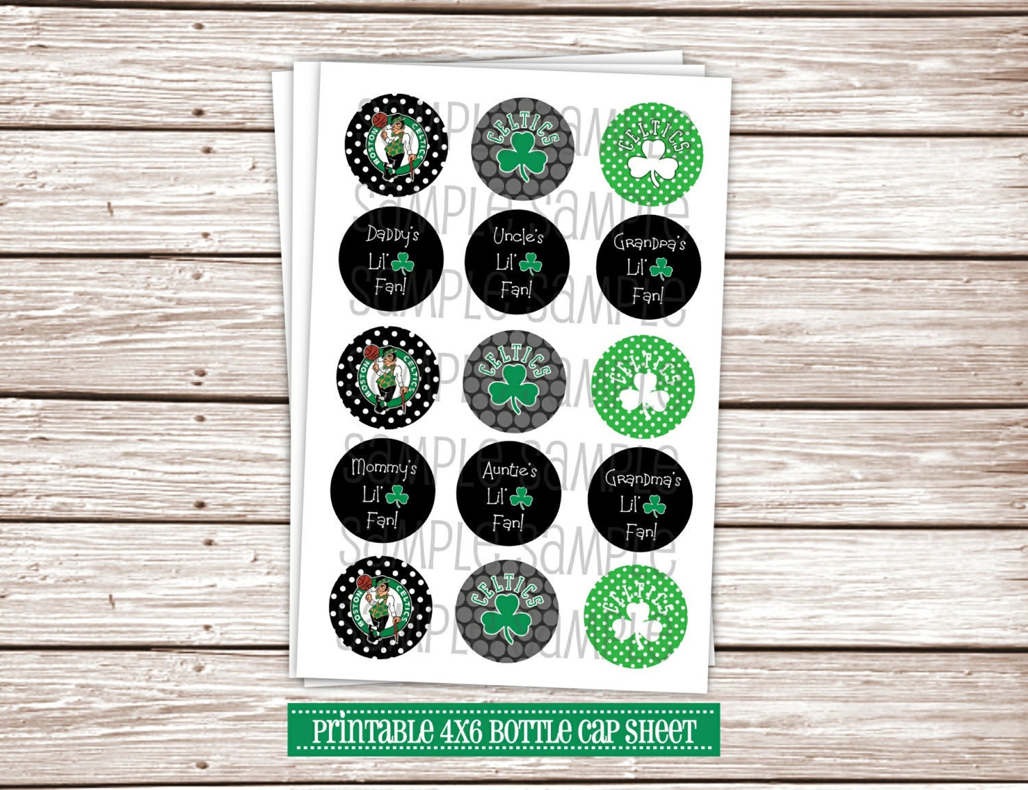 Lil Celtics Fan DIY 1" Bottle Cap Printable Image Sheet 4x6 Il_170x135