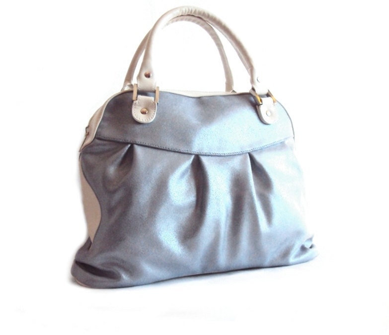 Sale Leather Handbag Satchel Purse Light  Blue Tote Bag Medium Everyday Bag Summer Bag