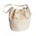Large Leather Bucket bag Canvas Shoulder Bag Beige Sack Beige Leather handbag Drawstring Bag
