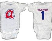 Baseball Atlanta Braves ONESIE with custom name. Baby/Toddler sizes.