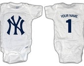 Baseball New York NY Yankees ONESIE with custom name. Baby/Toddler sizes.
