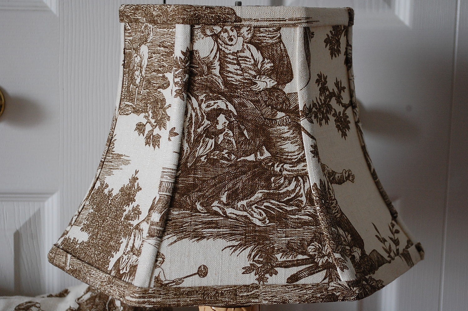 Hex Bell Lampshade Brown Toile