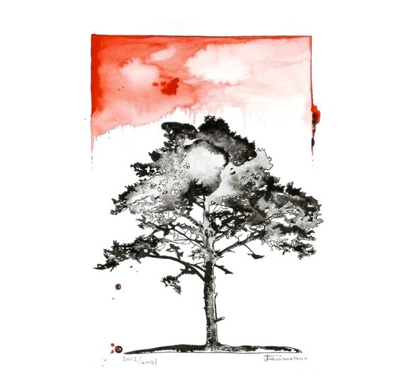 Tree Watercolor Painting Original