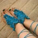 Sexy Barefoot Sandals Crocheted 'Frillseeker' Turquoise One of a Kind Handmade Freeform