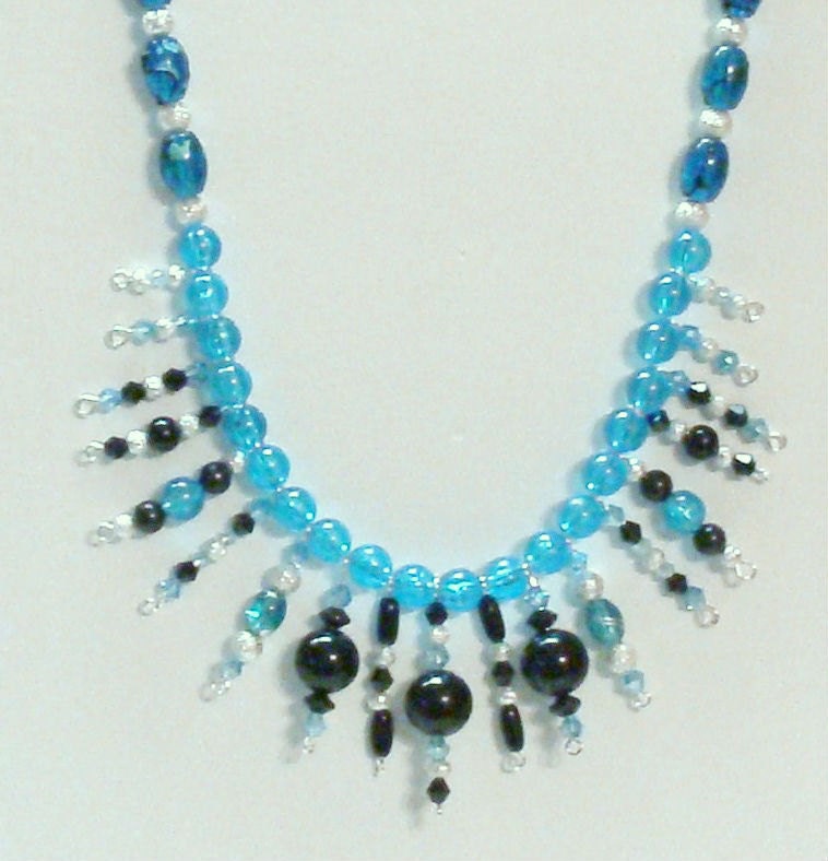 Handmade Unique Beaded Necklace with Lots of Dangles and Bright Colors