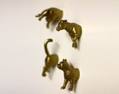 Farm Animal Magnets - 4 piece set -  Gold Cow and Cat Magnets (F4-1)