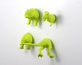 Green Dinosaur Magnets - 4 piece set in Apple Green - Humor office gift