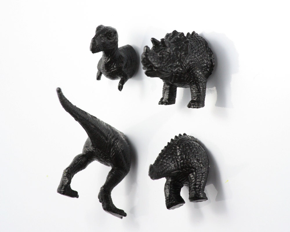 Extinct Dinosaur Magnet Set - 4 piece set -  Jet Black Dinosaurs - young boy gift