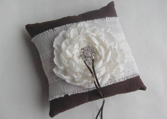 Burlap and Lace Ring Bearer Pillow