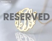 Reserved for Lina - 2" monogram necklace in 18k gold plated silver - 16" chain - Letters LBR - Fedex