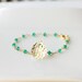 Monogram bracelet - Personalized gold plated sterling silver monogram with green onyx and gold plated silver chain - Expedited shipping