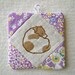 PATCHWORK WALL HANGING - hand lino printed Jack Russell Terrier, shade of purple