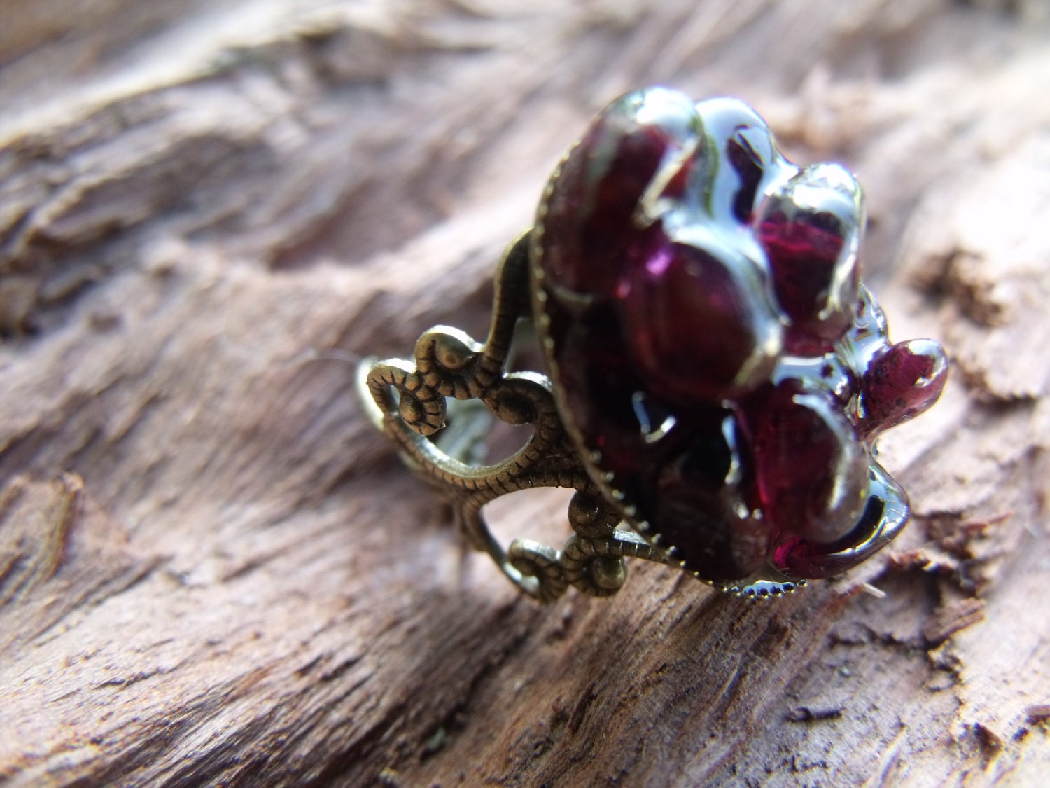 Red Garnet Crystal Ring