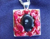 Red Coral and Snowflake Crystal Necklace