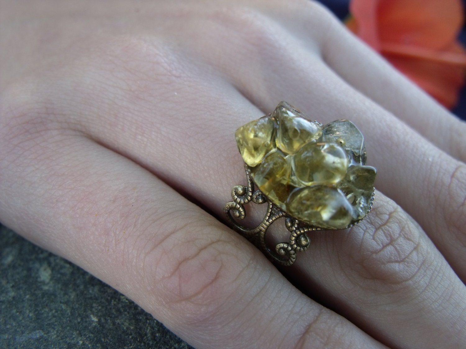Citrine Crystal Ring
