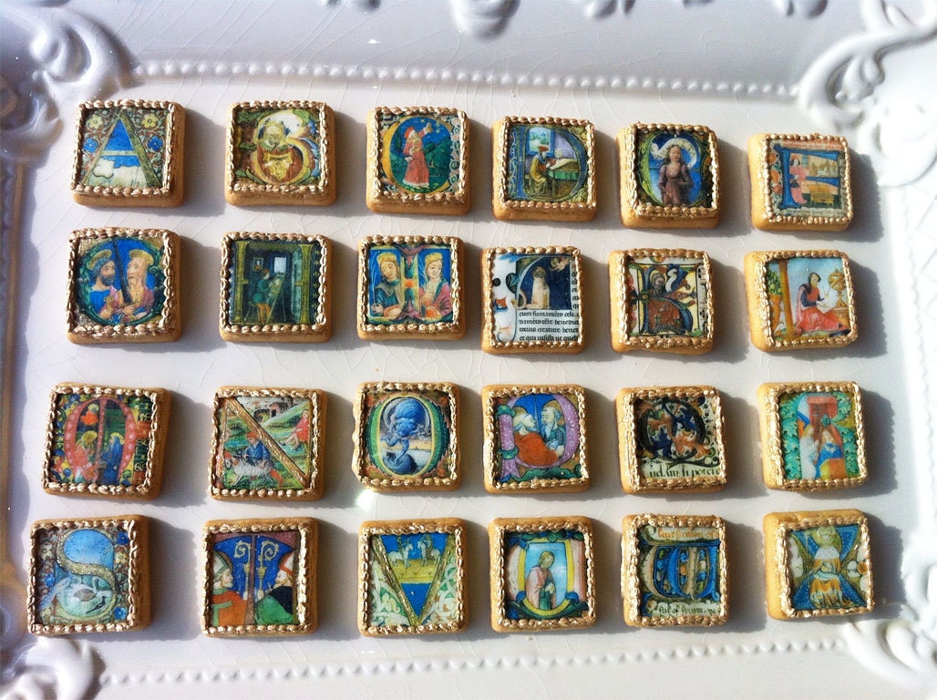 Medieval Illuminated Manuscript Cookie Wafer Papers - Edible Images