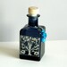 Decorative Bottle, Indigo Blue Glass Square leaf motif