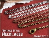 40 Vintage Style Necklaces - Antique Brass Chain - Mix any Choice, Antique Bronze Chain, Antique Copper Chain, Silver Chain,  Gunmetal Chain
