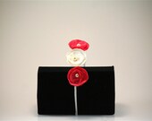 Coral Flowered Headband // Coral Satin Fabric Flowers // for Women and Girls // Mini Flowers with Pearl Accent