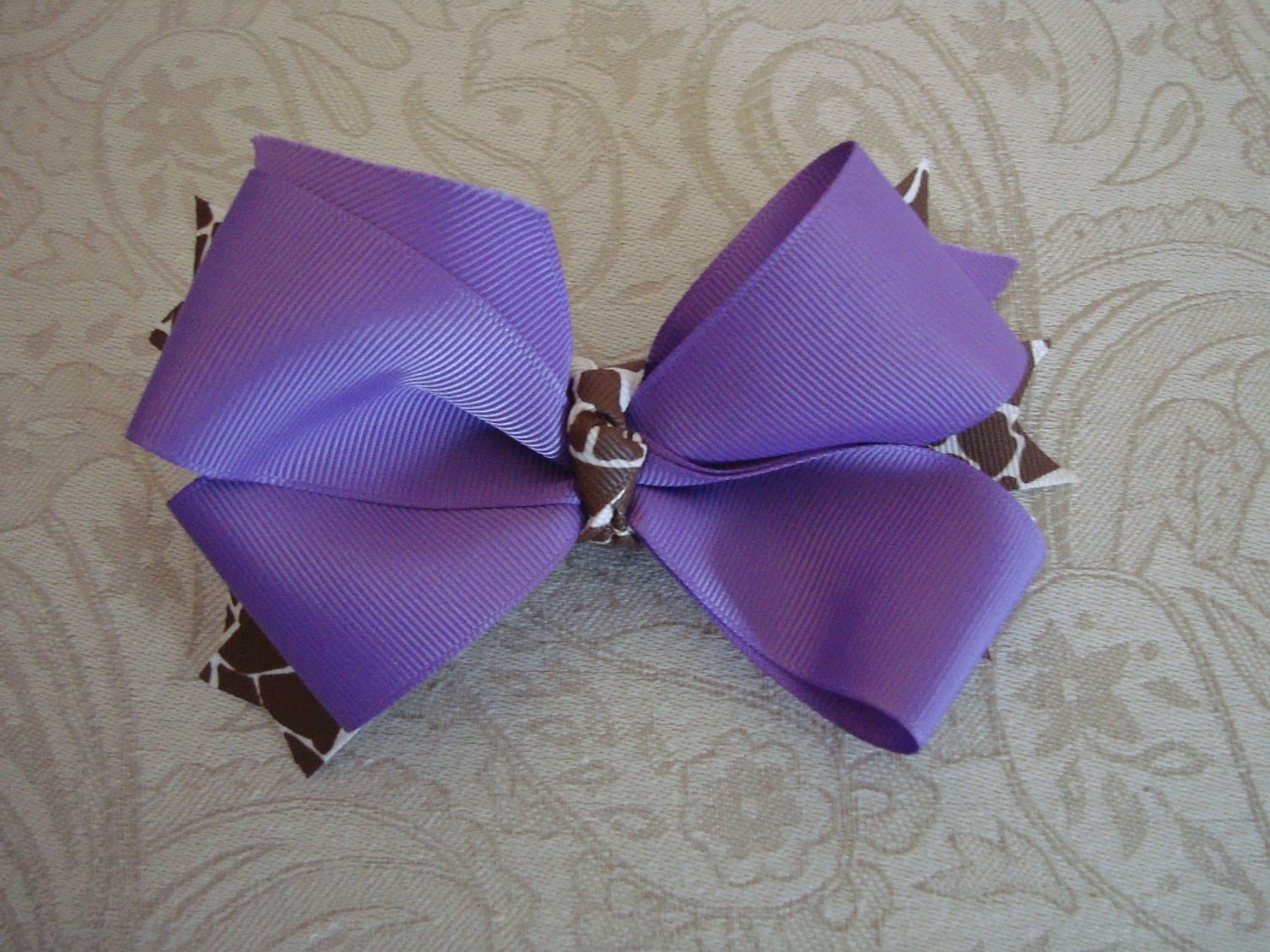 Purple and Giraffe Print Bow Il_570xn