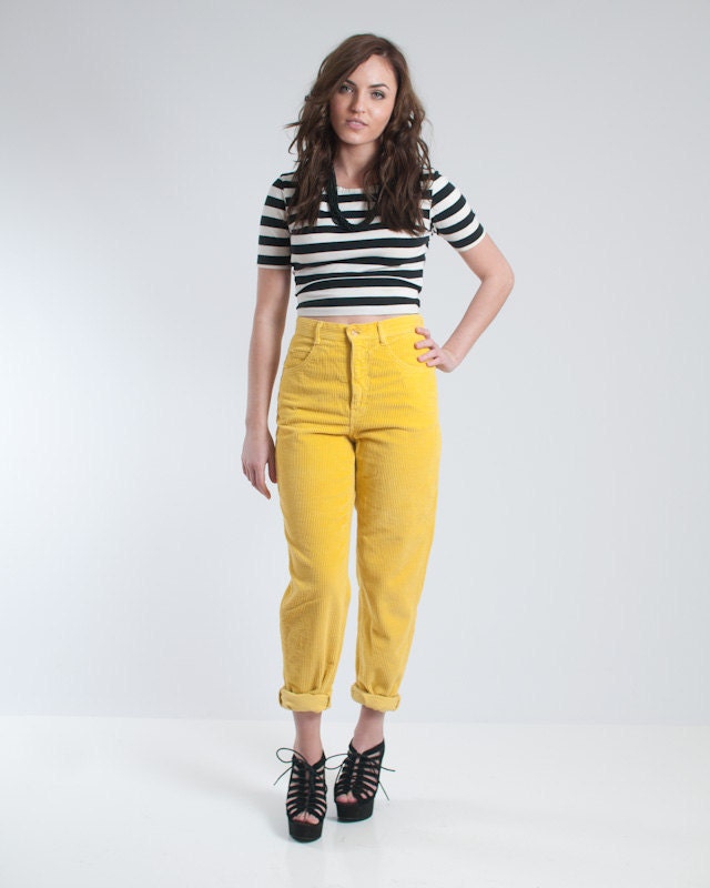 Vintage 80's United Colors of Benetton Yellow Corduroy Pants