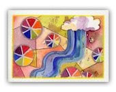 Color Wheels - Original ACEO painting watercolor Lauren Alexander