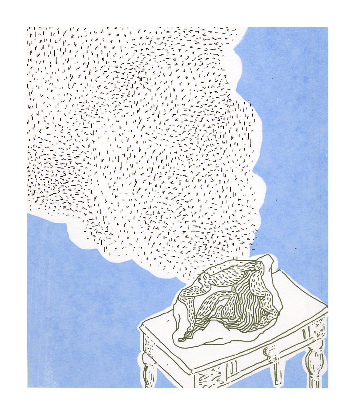 50% SALE ORIGINAL silkscreen print "Intimate song in blue"