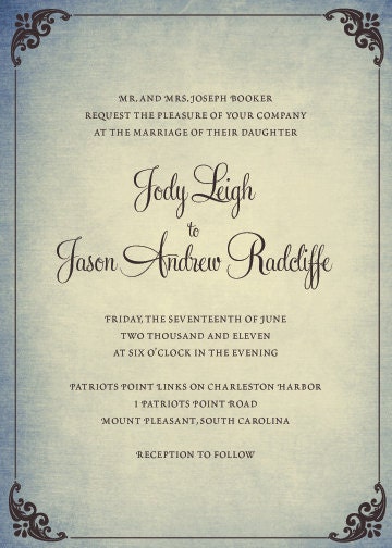 Traditional border, floral swirls, personalized, Custom wedding invitation with matching RSVP card, digital file invite, PRINT YOURSELF